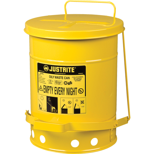 Oily Waste Cans, FM Approved/UL Listed, 6 US Gal., Yellow Rock Safety Industrial Ltd