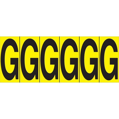 Individual Adhesive Letter Markers, G, 2-15/16" H, Black on Yellow Rock Safety Industrial Ltd
