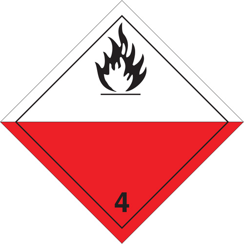 Plaque-&eacute;tiquette TMD pour mat&eacute;riaux auto-inflammables, Vinyle adh&eacute;sif Rock Safety Industrial Ltd