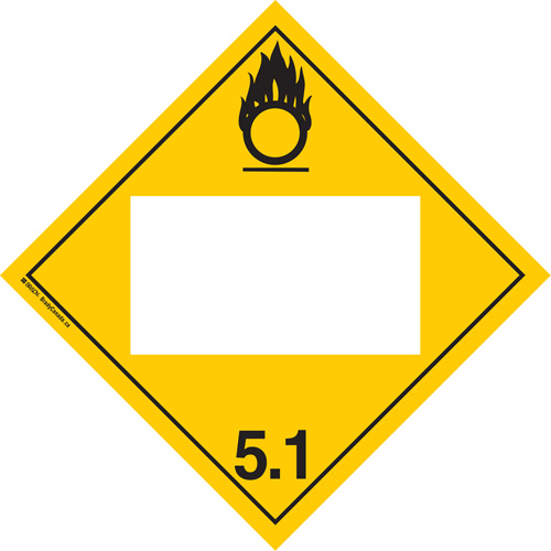 Oxidizer TDG Placard, Adhesive Vinyl Rock Safety Industrial Ltd