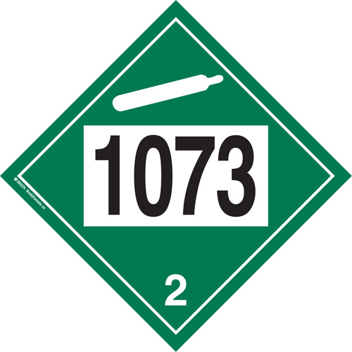 Plaque-&eacute;tiquette TMD 1073 pour gaz ininflammable oxyg&egrave;ne liqu&eacute;fi&eacute;, Plastique Rock Safety Industrial Ltd