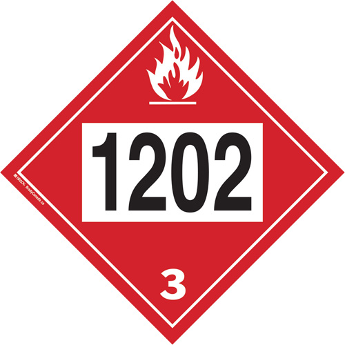 Plaque-&eacute;tiquette TMD 1202 pour liquide inflammable huile combustible, Plastique Rock Safety Industrial Ltd