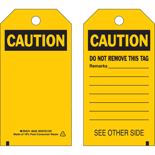 Self-Laminating Safety Tags, Polyester, 4" W x 7" H, English Rock Safety Industrial Ltd