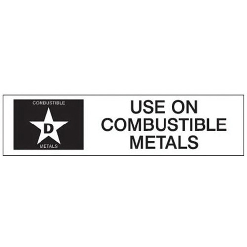 "D: Use on Combustible Metals" Fire Extinguisher Label Rock Safety Industrial Ltd