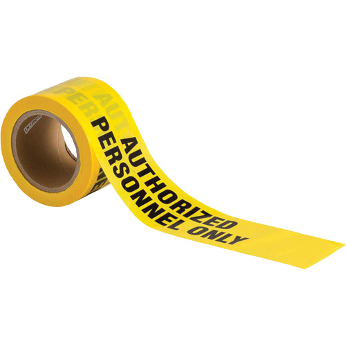 Barricade Tape, English, 3" W x 200' L, 3 mils, Black on Yellow Rock Safety Industrial Ltd