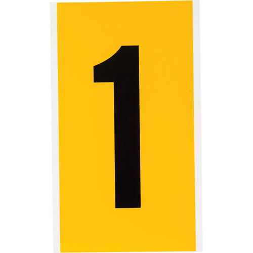 &eacute;tiquettes de lettres et chiffres individuels, 1, 6" h, Noir sur jaune Rock Safety Industrial Ltd
