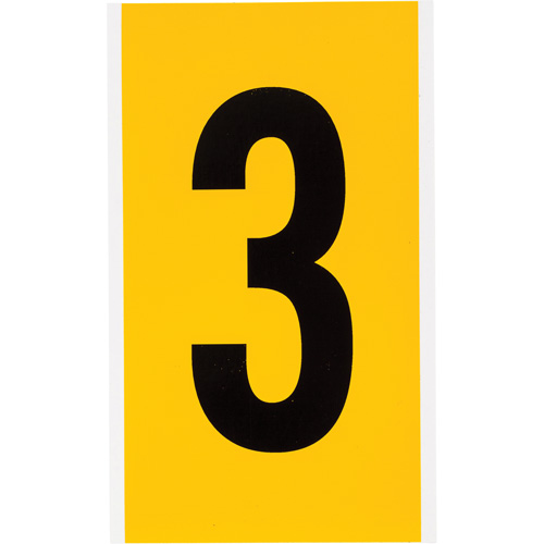 &eacute;tiquette de lettre et chiffre individuel, 3, 6" h, Noir sur jaune Rock Safety Industrial Ltd