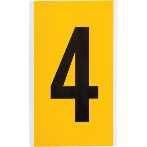 &eacute;tiquette de lettre et chiffre individuel, 4, 6" h, Noir sur jaune Rock Safety Industrial Ltd