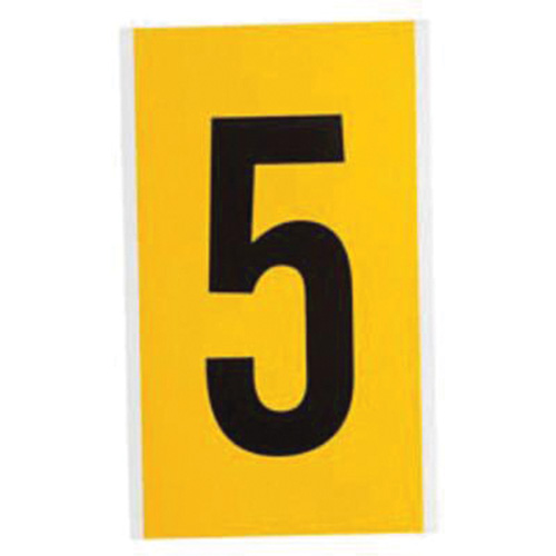 &eacute;tiquette de lettre et chiffre individuel, 5, 6" h, Noir sur jaune Rock Safety Industrial Ltd