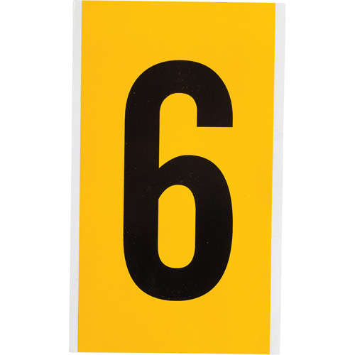 &eacute;tiquette de lettre et chiffre individuel, 6, 6" h, Noir sur jaune Rock Safety Industrial Ltd