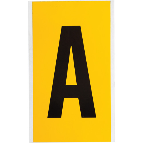 &eacute;tiquette de lettre et chiffre individuel, A, 6" h, Noir sur jaune Rock Safety Industrial Ltd