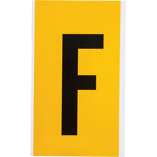 &eacute;tiquette de lettre et chiffre individuel, F, 6" h, Noir sur jaune Rock Safety Industrial Ltd