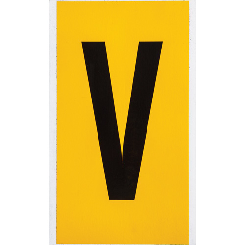 &eacute;tiquette de lettre & chiffre individuel, V, 6" h, Noir sur jaune Rock Safety Industrial Ltd