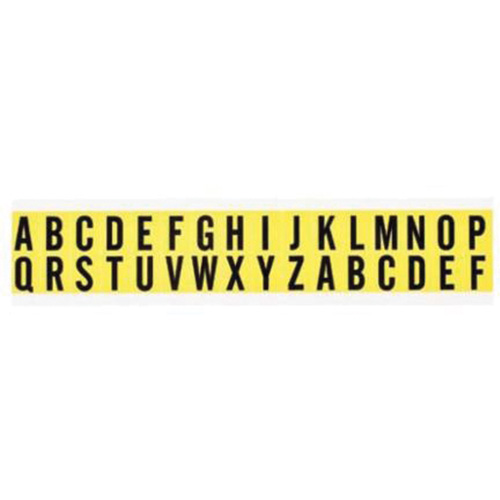 Jeu d'&eacute;tiquettes de lettres et de chiffres individuels repositionnables, A/B/C/D/E/F/G/H/I/J/K/L/M/N/O/P/Q/R/S/T/U/V/W/X/Y/Z, 5/8" h, Noir sur jaune Rock Safety Industrial Ltd