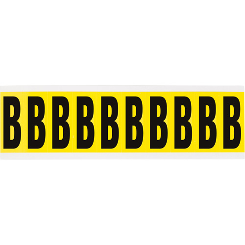 &eacute;tiquettes de lettres et chiffres individuels repositionnables, B, 2" h, Noir sur jaune Rock Safety Industrial Ltd