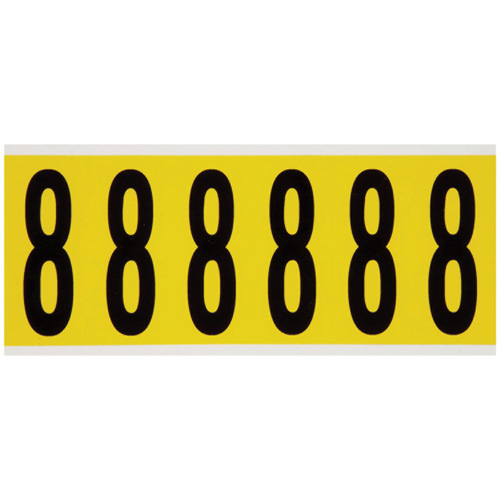 &eacute;tiquettes de lettres et chiffres individuels repositionnables, 8, 3" h, Noir sur jaune Rock Safety Industrial Ltd