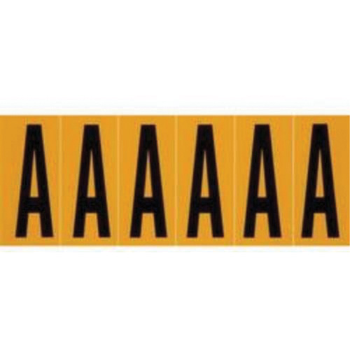 &eacute;tiquettes de lettres et chiffres individuels repositionnables, A, 3" h, Noir sur jaune Rock Safety Industrial Ltd
