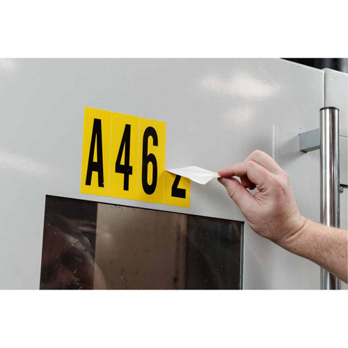 &eacute;tiquettes de lettres & chiffres individuels repositionnables, Vierge, 3" h, Jaune Rock Safety Industrial Ltd
