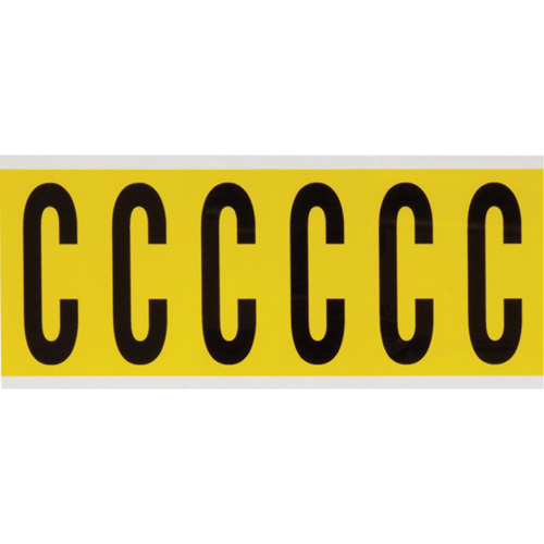 &eacute;tiquettes de lettres et chiffres individuels repositionnables, C, 3" h, Noir sur jaune Rock Safety Industrial Ltd
