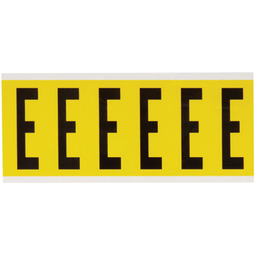 &eacute;tiquettes de lettres et chiffres individuels repositionnables, E, 3" h, Noir sur jaune Rock Safety Industrial Ltd