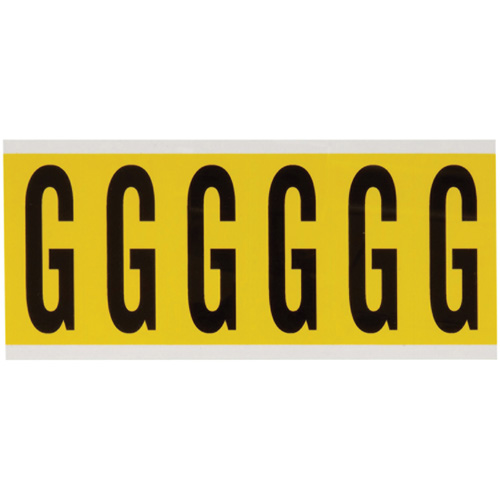 &eacute;tiquettes de lettres et chiffres individuels repositionnables, G, 3" h, Noir sur jaune Rock Safety Industrial Ltd