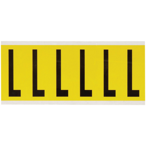 &eacute;tiquettes de lettres et chiffres individuels repositionnables, L, 3" h, Noir sur jaune Rock Safety Industrial Ltd