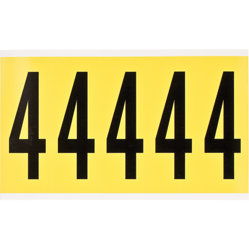 &eacute;tiquettes de lettres et chiffres individuels repositionnables, 4, 4" h, Noir sur jaune Rock Safety Industrial Ltd