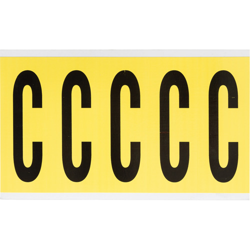 Repositionable Individual Number and Letter Labels, C, 4" H, Black on Yellow Rock Safety Industrial Ltd