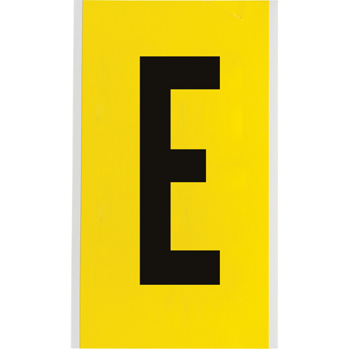 &eacute;tiquettes de lettres et chiffres individuels repositionnables, E, 6" h, Noir sur jaune Rock Safety Industrial Ltd