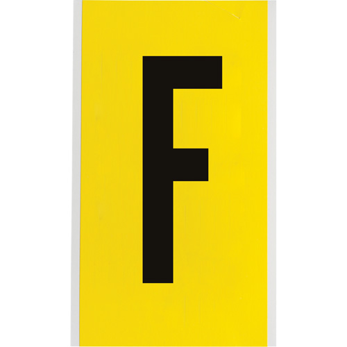 &eacute;tiquettes de lettres et chiffres individuels repositionnables, F, 6" h, Noir sur jaune Rock Safety Industrial Ltd