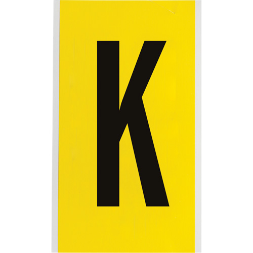 &eacute;tiquettes de lettres et chiffres individuels repositionnables, K, 6" h, Noir sur jaune Rock Safety Industrial Ltd