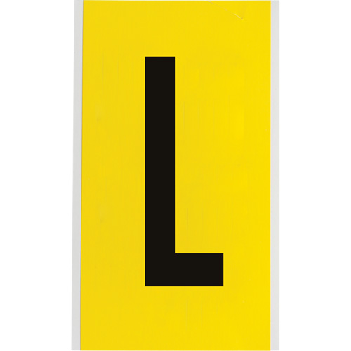 &eacute;tiquettes de lettres et chiffres individuels repositionnables, L, 6" h, Noir sur jaune Rock Safety Industrial Ltd