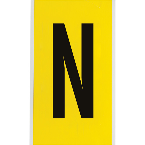 &eacute;tiquettes de lettres & chiffres individuels repositionnables, N, 6" h, Noir sur jaune Rock Safety Industrial Ltd