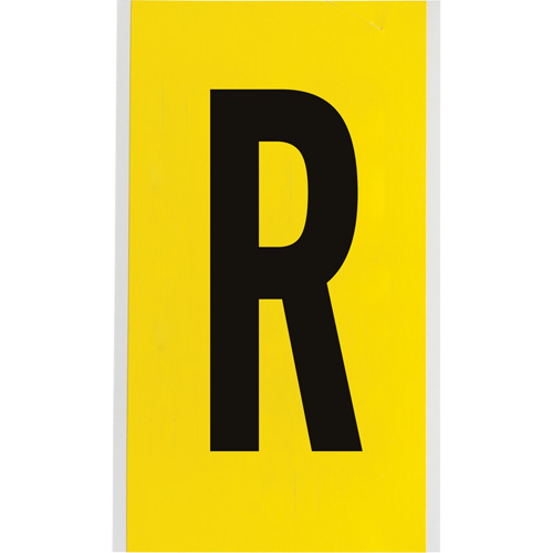 &eacute;tiquettes de lettres & chiffres individuels repositionnables, R, 6" h, Noir sur jaune Rock Safety Industrial Ltd