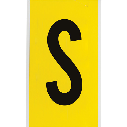 &eacute;tiquettes de lettres & chiffres individuels repositionnables, S, 6" h, Noir sur jaune Rock Safety Industrial Ltd
