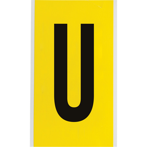 &eacute;tiquettes de lettres & chiffres individuels repositionnables, U, 6" h, Noir sur jaune Rock Safety Industrial Ltd