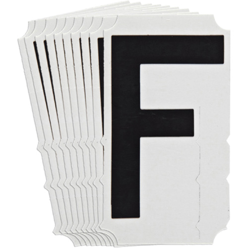 Quick-Align&reg; Individual Gothic Number and Letter Labels, F, 4" H, Black Rock Safety Industrial Ltd