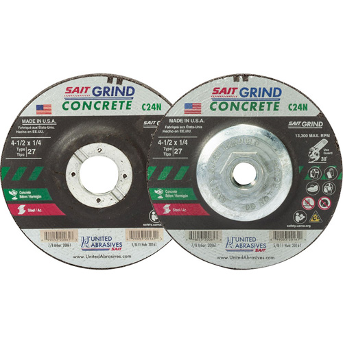C24N Concrete Grinding Wheel, 5" x 1/4", 7/8" Arbor, Type 27 Rock Safety Industrial Ltd