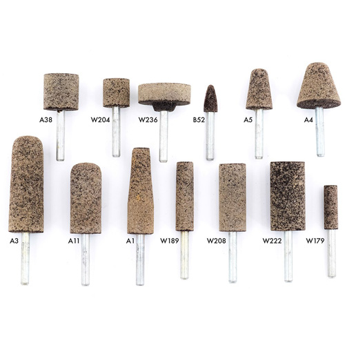 Meules r&eacute;sinoides mont&eacute;es sur tige A36Q, A11, Oxyde d'aluminium, 11/16" dia., 2" lo, 36 Grain Rock Safety Industrial Ltd