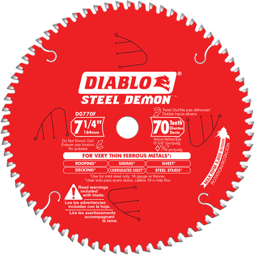 Lame de scie circulaire, 7-1/4", 70 dents, Pour M&eacute;tal Rock Safety Industrial Ltd