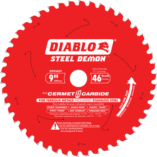 Lame de scie circulaire, 9", 46 dents, Pour M&eacute;tal Rock Safety Industrial Ltd