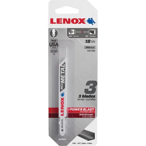 Lames de scie sauteuse pour coupe du m&eacute;tal, Bim&eacute;tal, 18 Dents par pouce, 3-5/8" lo x 3/8" la Rock Safety Industrial Ltd