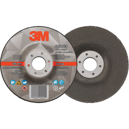 Cut & Grind Wheel, 5" x 1/8", 7/8" Arbor, Type 27, Ceramic Rock Safety Industrial Ltd
