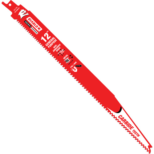 Lame de scie alternative tout usage, Carbure, 6-9 Dents par pouce, 12" lo x 1" la Rock Safety Industrial Ltd