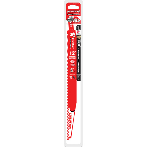Lame de scie alternative tout usage, Carbure, 6-9 Dents par pouce, 12" lo x 1" la Rock Safety Industrial Ltd
