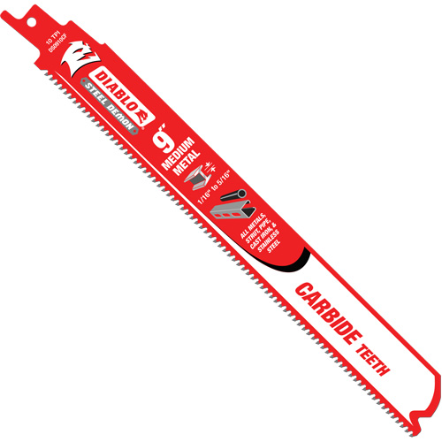 Lame de scie alternative de s&eacute;rie moyenne pour le m&eacute;tal, Carbure, 10 Dents par pouce, 9" lo x 1" la Rock Safety Industrial Ltd