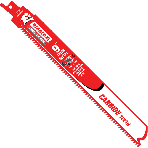 Lame de scie alternative &eacute;paisse pour le m&eacute;tal, Carbure, 8 Dents par pouce, 9" lo x 1" la Rock Safety Industrial Ltd