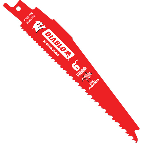 Lame de scie alternative pour le bois avec clous, Bim&eacute;tal, 6-12 Dents par pouce, 6" lo x 1" la Rock Safety Industrial Ltd