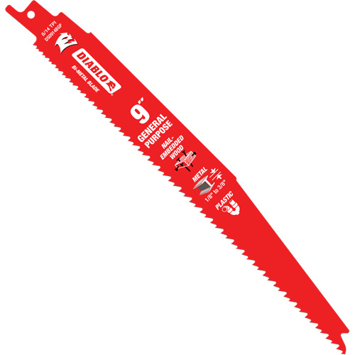 Lame de scie alternative tout usage, Bim&eacute;tal, 8-14 Dents par pouce, 9" lo x 1" la Rock Safety Industrial Ltd