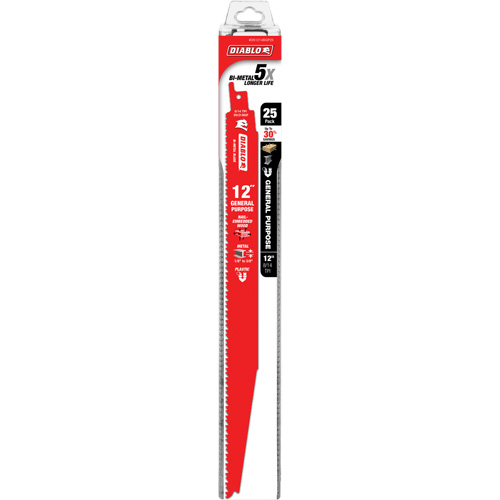 Lame de scie alternative tout usage, Bim&eacute;tal, 8-14 Dents par pouce, 12" lo x 1" la Rock Safety Industrial Ltd